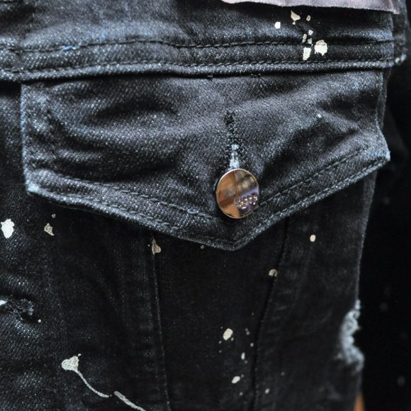 Kleep Biggie Smalls Bowie Warhol Dark Denim Jean Jacket Sz S - Picture 9 of 15